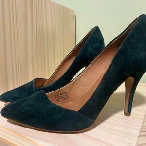 Madewell Suede Green Heels Size 9.5